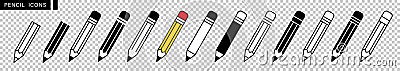 Set pencil transparent 2 Vector Illustration