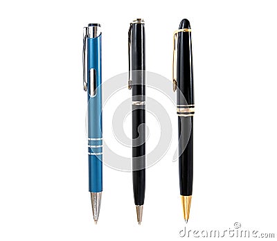 Set of pens isolated on white background Stock Photo