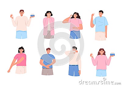 Set of people with allergy Vector Illustration