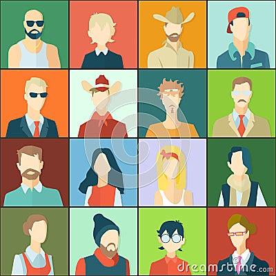 Set with people avatars Vector Illustration