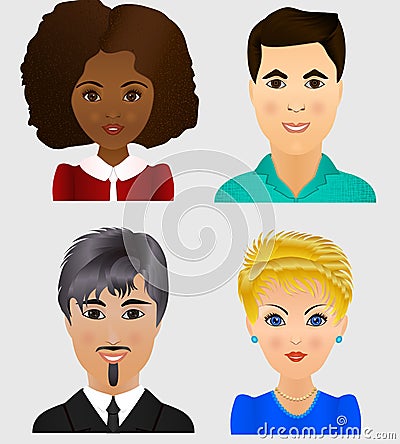 Set people avatars. People faces. Vector avatar. Stock Photo