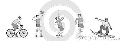 A set of people are engaged in different kinds of sports. Vector Illustration