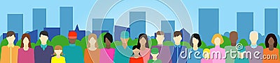 Set with people, family, electorate etc on city Vector Illustration