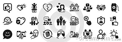 Set of People icons, such as Leadership, Life insurance, Voting hands. Vector Vector Illustration