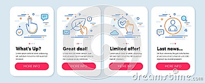Set of People icons, such as Organic tested, Hand click, Checkbox symbols. Avatar line icons. Vector Vector Illustration