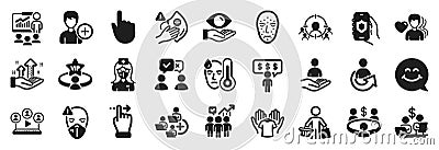 Set of People icons, such as Share, Video conference, Touchscreen gesture. Vector Vector Illustration