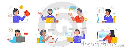 Set of People during work calls Stock Photo