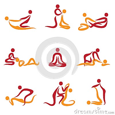 Set of peoples doing massage Vector Illustration