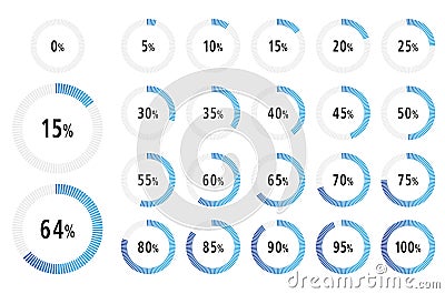 Set of 0-100 Percentage diagram ready to use Vector Illustration