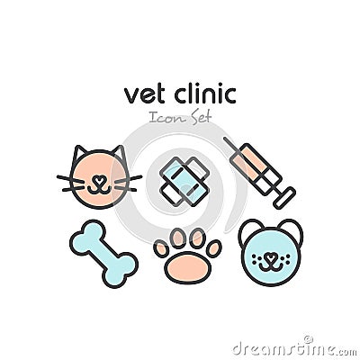 Set of Pet Veterinary Clinic Shop Icons Stock Photo