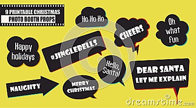 Set of photo booth props vector illustration. Christmas party collection Vector Illustration