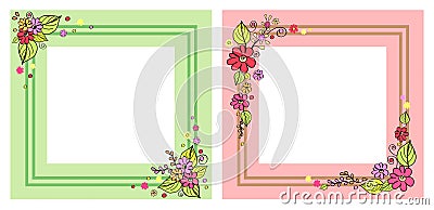 Set of Photo Frames in Pink and Green Color Vector Vector Illustration