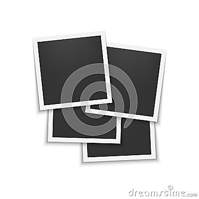 Set of photo frames with shadow. Template for photo, image. White border. Vector Illustration