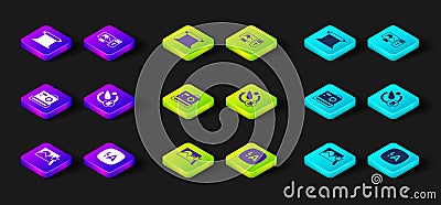 Set Photo retouching, Auto flash, camera, Camera timer, and Empty photo studio icon. Vector Vector Illustration