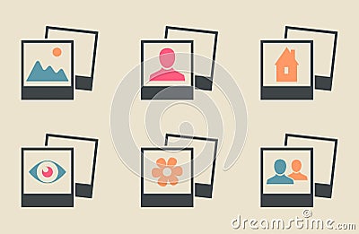 Set photograph vector icons Vector Illustration