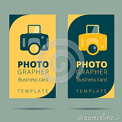 Set of photographer, photo studio business card design template, Vector Illustration