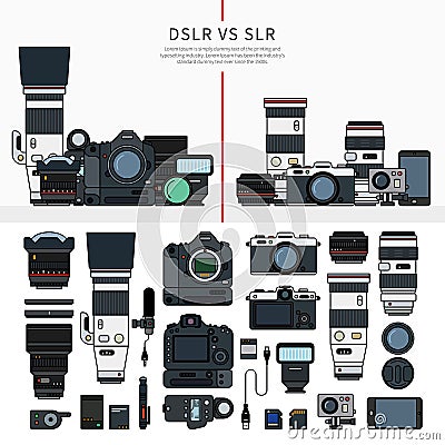 Set of photography tools Vector Illustration