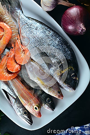 Delicious Mediterranean Fish and Seafood Stew Stock Photo