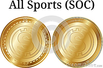 Set of physical golden coin All Sports (SOC) Cartoon Illustration