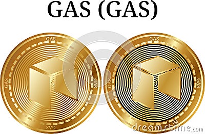 Set of physical golden coin GAS GAS, digital cryptocurrency. GAS GAS icon set. Vector Illustration