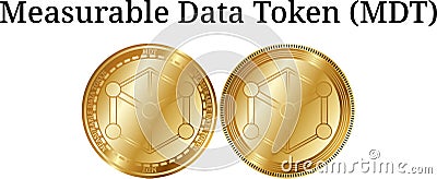 Set of physical golden coin Measurable Data Token MDT Vector Illustration