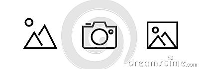 Set of Picture, Camera, Image icons. Editable line vector. Vector Illustration