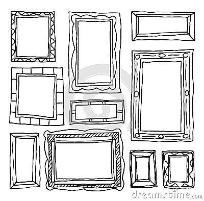 Set picture frames, hand drawn vector illustration. Vector Illustration