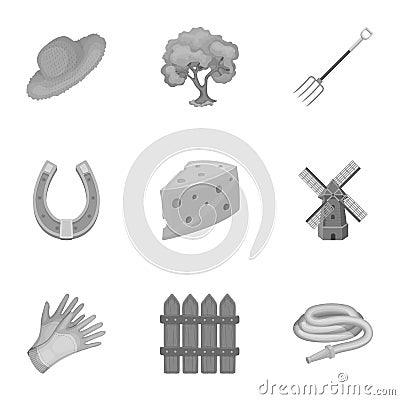 Set of pictures about gardening. Village, vegetable garden, garden, ecology.Farm and Gardening icon in set collection on Vector Illustration