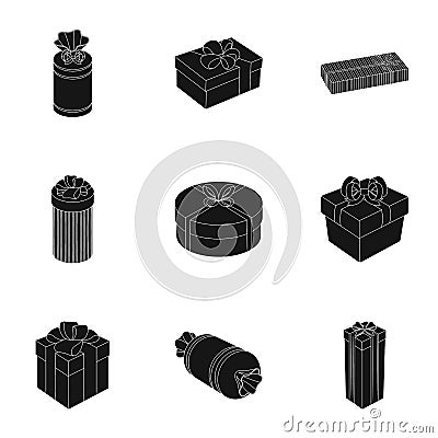 A set of pictures gifts. Gifts for different holidays, surprises. Gift packaging.Gifts and cert icon in set collection Vector Illustration