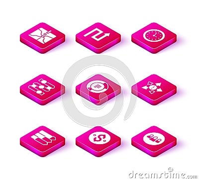 Set Pie chart infographic, Dollar symbol, Graph, chart, diagram, Project team base, Many ways directional arrow, Clock Vector Illustration