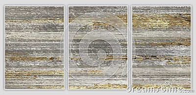 set of 3 pieces of paint artwork wall poster. Modern minimal grunge canvas art. Stock Photo