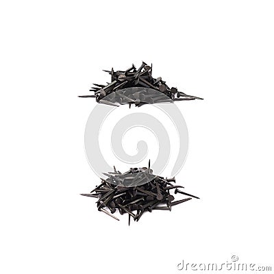 Set of pile of nails isolated over white background Stock Photo
