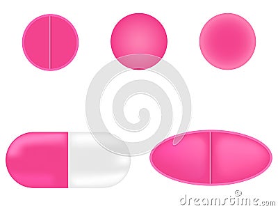 Set pills of different colored objects Stock Photo
