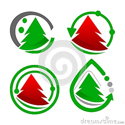 set Pine Tree Logo Vector Vector Illustration