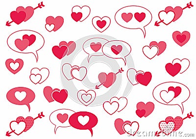 Set of pink hearts Vector Illustration