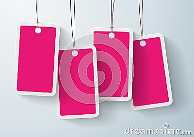 Set of pink price stickers Vector Illustration