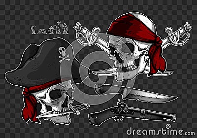 Set of pirates elements Vector Illustration