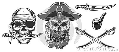 Set of pirates Vector Illustration