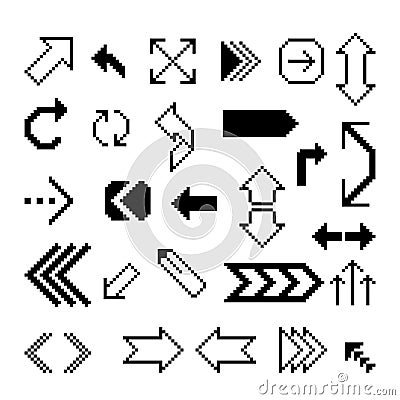 Set of pixel arrow symbol Vector Illustration