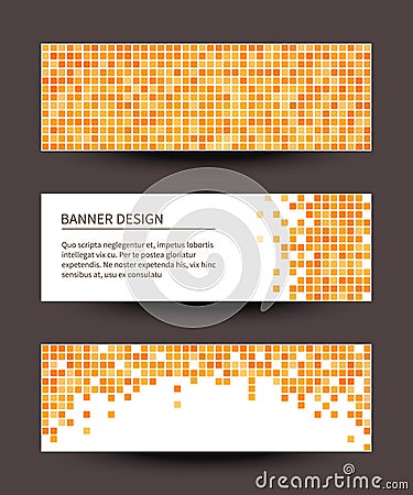 Set of pixel banners on dark background. Vector Illustration