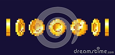 Set of pixel coin Stock Photo