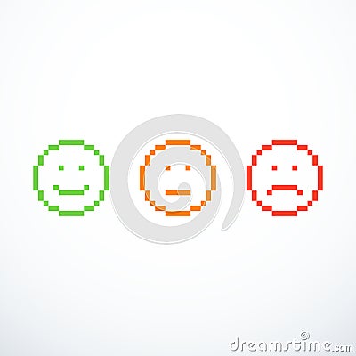 Set of pixel emoticon icons Vector Illustration
