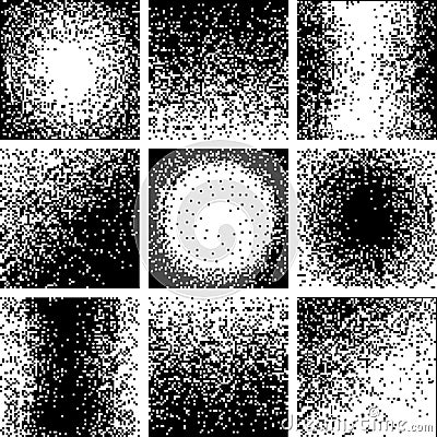 Set of Pixel gradient, Monochrome background, abstract mosaic, black white halftone shade. Vector illustration noise for Vector Illustration