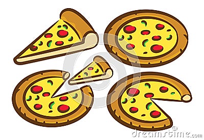 Set of pizza icon Stock Photo