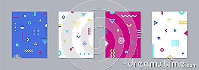 Set of 4 Placard with trendy geometric design. Vector template for Covers Vector Illustration