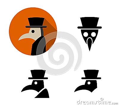 Set of Plague doctor icons, vector Vector Illustration