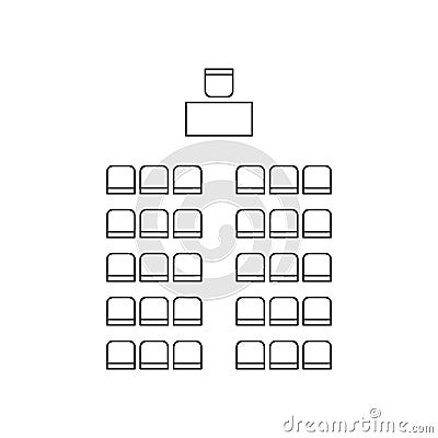 Set of plan for arranging seats in interior, auditorium with place spectators, classroom, theater, lecture hall, layout Vector Illustration