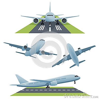 Set of planes in different views Vector Illustration