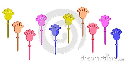 Set of Plastic Hand Clap Toys on White Background Vector Illustration