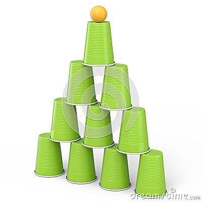 Set of plastic party cup for college ping pong game on white background. Stock Photo
